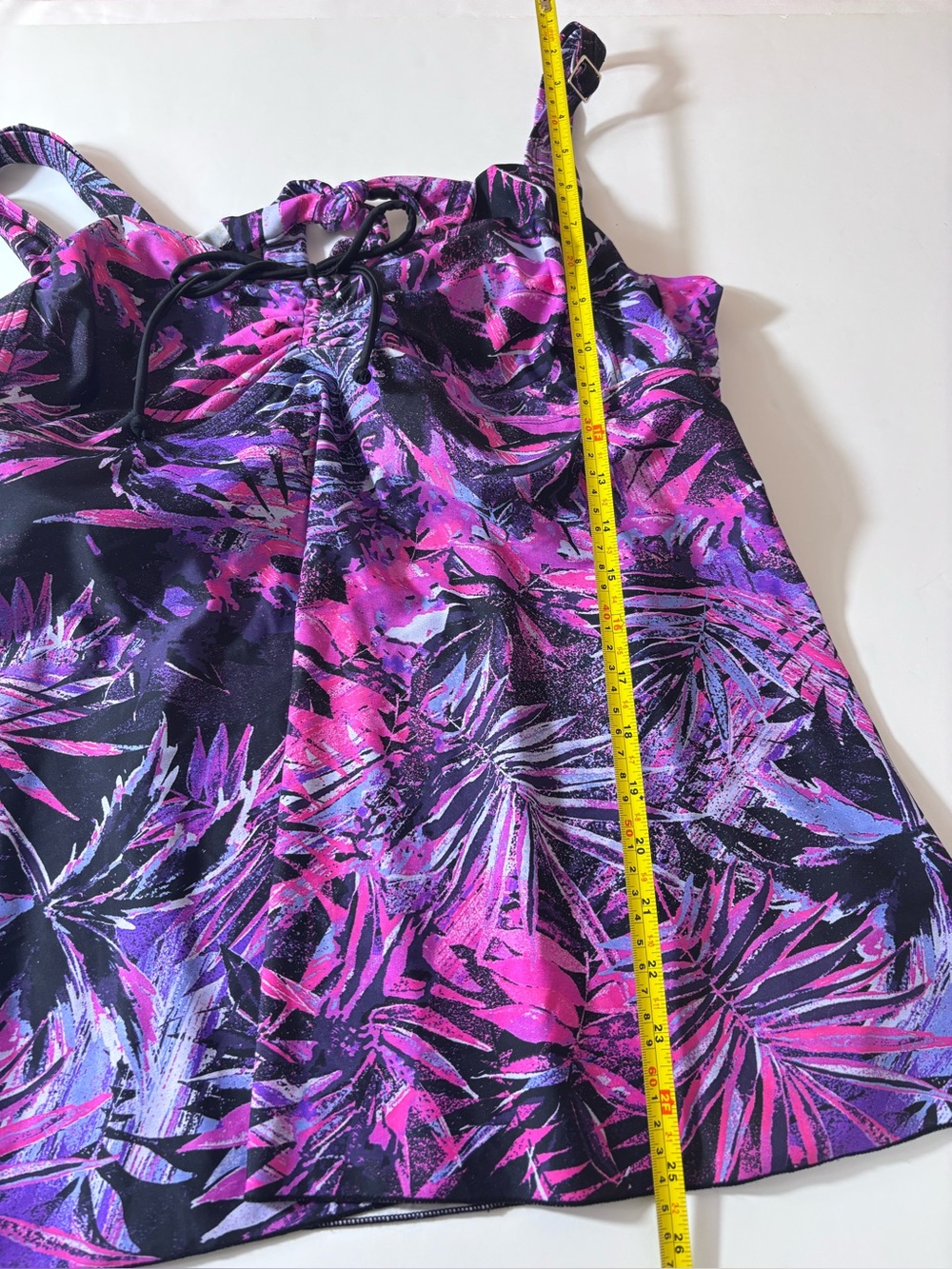 Septangle Plus Size Tankini Swim Top Tropical Print Adjustable Purple Pink Sz 20 - Picture 8 of 13